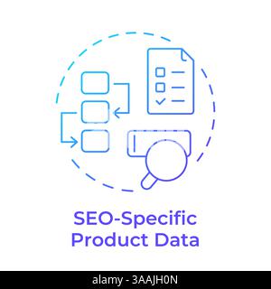 SEO specific product data blue gradient concept icon Stock Vector