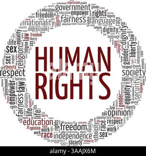 Human Rights conceptual vector illustration word cloud isolated on white background. Stock Vector