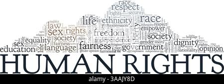 Human Rights conceptual vector illustration word cloud isolated on white background. Stock Vector