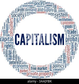 Capitalism conceptual vector illustration word cloud isolated on white background. Stock Vector