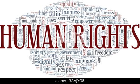 Human Rights conceptual vector illustration word cloud isolated on white background. Stock Vector