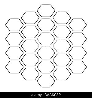 Vector illustration of a hexagonal grid pattern. Isolated stock image ideal for design, game boards, geometric layouts, or honeycomb-inspired graphics Stock Vector