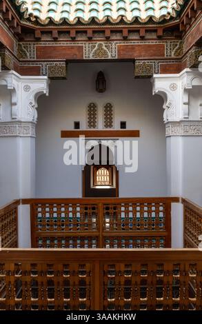 Marrakech, Morocco - 15 February 2025 Inside the Koran school Medersa Ben Youssef Stock Photo