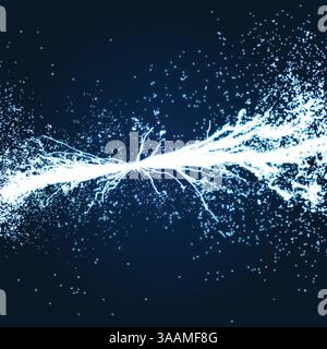 Electricity lighting effects. Array with Dynamic Particles. 3d Futuristic technology style. Abstract Background. Glowing points. Vector Illustration. Stock Vector