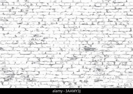 Rough brick wall with peeling plaster, vector image. Stock Vector