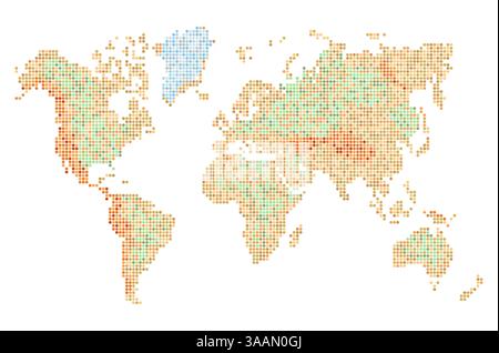 Isolated isolated world map with relief of continents. EPS8 Vector Illustration Stock Vector
