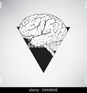 Нuman brain in a triangular window abstract form as a symbol of aspi Stock Vector
