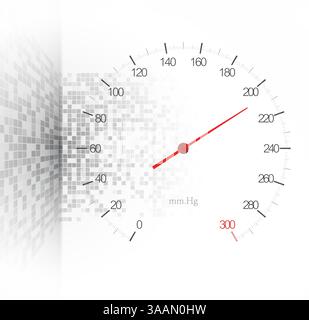 Vector sphygmomanometer spatially located in an abstract interior as a concept of medical screening check-up Stock Vector