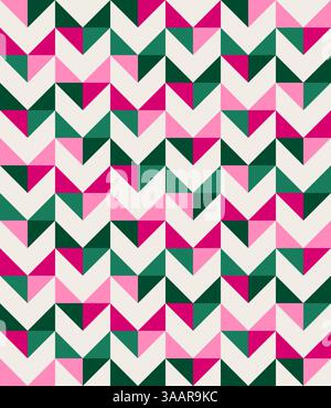 Abstract geometric chevron background, arrows elements in random order and colors, seamless vector geo pattern, simple flat style shapes Stock Vector