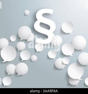 White Round Speech Bubbles Paragraph White speech bubbles with a paragraph on the grey background. Stock Photo