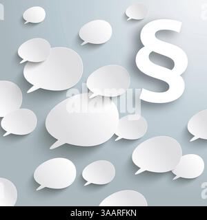 White Speech Bubbles Paragraph White speech bubbles with a white paragraph on the gray background. Stock Photo