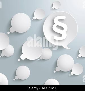 White Thought And Speech Bubbles Paragraph White thought and speech bubbles with a paragraph on the grey background. Stock Photo