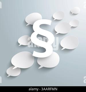 White Bevel Speech Bubbles Paragraph Infographic with bevel speech bubbles and a white paragraph on the gray background. Stock Photo
