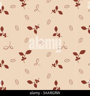 Pattern with coffee beans and branches with coffee fruits. Vector illustration Stock Vector