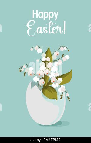 Easter Egg with Flowers Vector Postcard Stock Vector