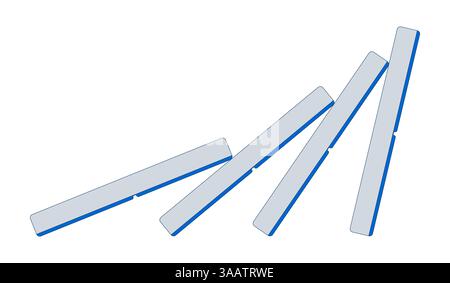 Domino effect chain reaction 2D cartoon object Stock Vector