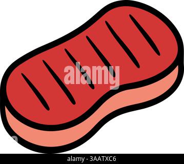 Grilled steak illustration with dark grill marks. Stock Vector