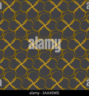 Pattern Golden Colors Abstract Infinity Cross Monogram Style Network Decorative Ornament Black Background Stock Vector