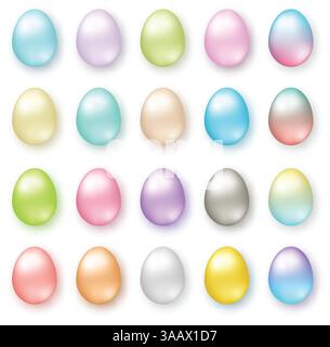 Set of realistic eggs on white background. Vector easter collection Stock Vector