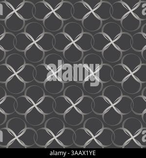 Pattern Silver Colors Abstract Infinity Cross Monogram Style Network Decorative Ornament Black Background Stock Vector
