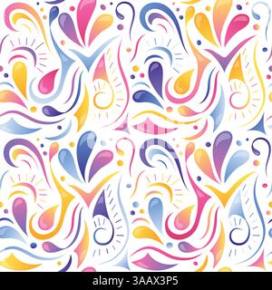 Seamless multicolored gradient vector pattern. Hand drawn elements. Abstract ornate seamless background. Rainbow ornament Stock Vector