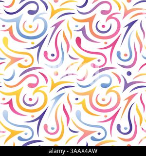 Seamless multicolored gradient vector pattern. Hand drawn elements. Abstract ornate seamless background. Rainbow ornament Stock Vector