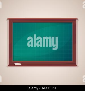 Blank class blackboard with chalk piece. Blackboard for school, chalkboard for classroom, education and science design. Empty green chalkboard vector Stock Vector