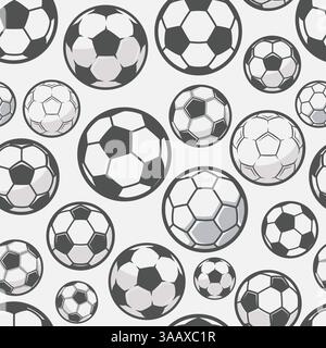 Monochrome soccer balls background. Football or soccer related. Seamless vector pattern Stock Vector