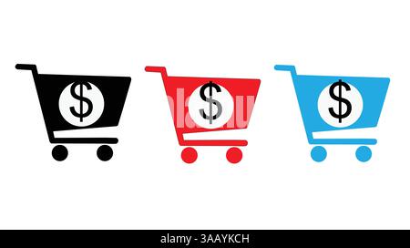 Dollar sign shopping cart, Dollar shopping cart icon Stock Vector