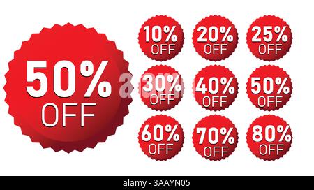 Discount sale badges on white background Stock Vector