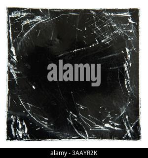 Abstract grunge black vinyl record album paper sleeve texture on white background with clipping path Stock Photo