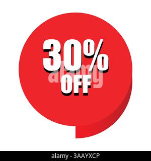 30% Off Sale Badge and Promotional Sticker on White Background Stock Vector