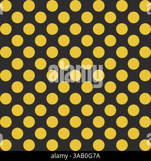 Seamless black and yellow polka dot pattern. Round circles in modern style. Geometric abstract vector design for print on textile. Minimalistic retro Stock Vector