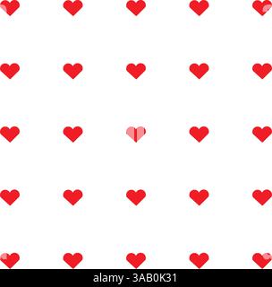 Red Heart Pattern on White Background Stock Vector