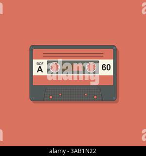 Retro audio tape cassette. Flat design vector illustration Stock Vector
