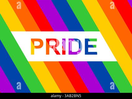 Inclusive pride banner with a rainbow pride flag background. Stock Vector