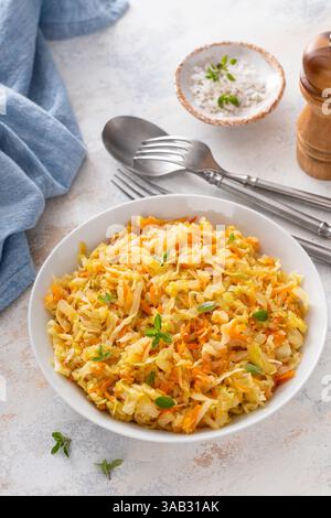 Sauteed cabbage with carrot and onion, easy and healthy side dish idea Stock Photo