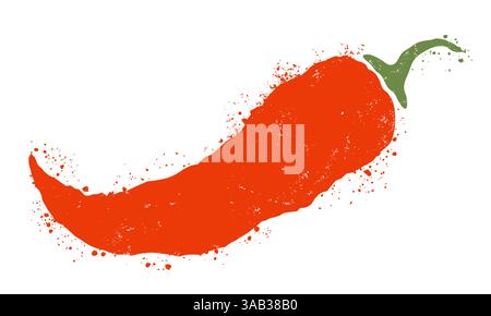 Vector vintage illustration of chilli pepper. Vector icon of red chili pepper. Hot spicy Stock Vector