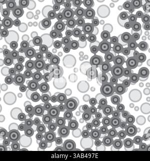 Vector Meta ball Connect Dot Set. Grey Seamless Molecule chain. Circle Shapes. Abstract Geometric Dots. Morphing Blob for Pattern, Sticker, Badge, Pos Stock Vector