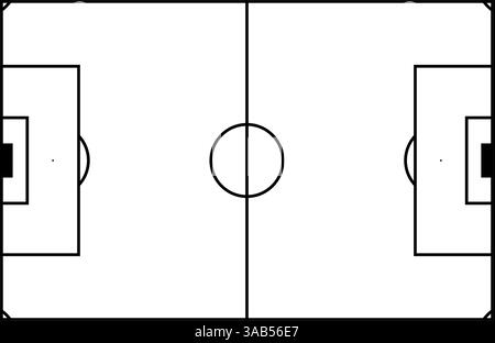 Bird's-eye soccer stadium with clean white lines. Court texture and playground pattern view. Flat vector illustration isolated on white background. Stock Vector
