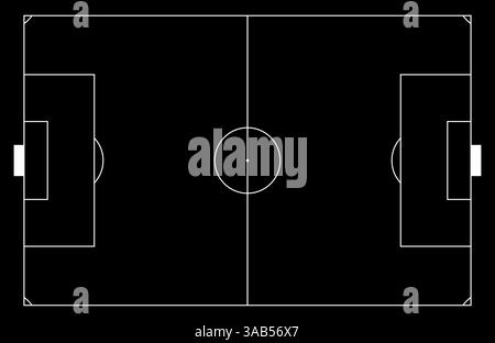 White-line soccer pitch with stadium pattern. Top-view court texture and playground design. Flat vector illustration isolated on white background. Stock Vector