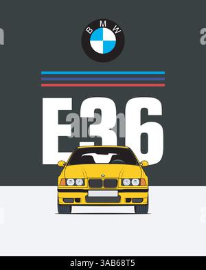 Germany, 1990-2000: BMW M3 E36. Vector illustration Stock Vector
