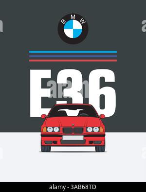 Germany, 1990-2000: BMW M3 E36. Vector illustration Stock Vector