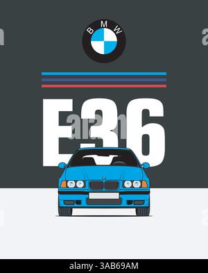 Germany, 1990-2000: BMW M3 E36. Vector illustration Stock Vector