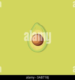 Avocado isolated on a green background. Vector illustration Stock Vector