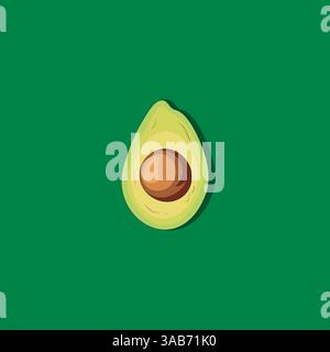 Avocado isolated on a green background. Vector illustration Stock Vector