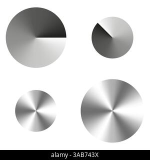 Metallic circle element. Chrome round symbol. Radial shine texture. Vector glossy surface. Stock Vector
