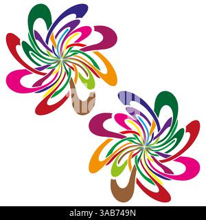 Double colorful knot. Bright swirl emblem. Vector dynamic symbol. White background contrast. Stock Vector