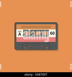 Retro audio tape cassette. Flat design vector illustration Stock Vector