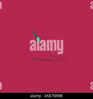 Red chili pepper isolated on red background. Vector illustration Stock Vector